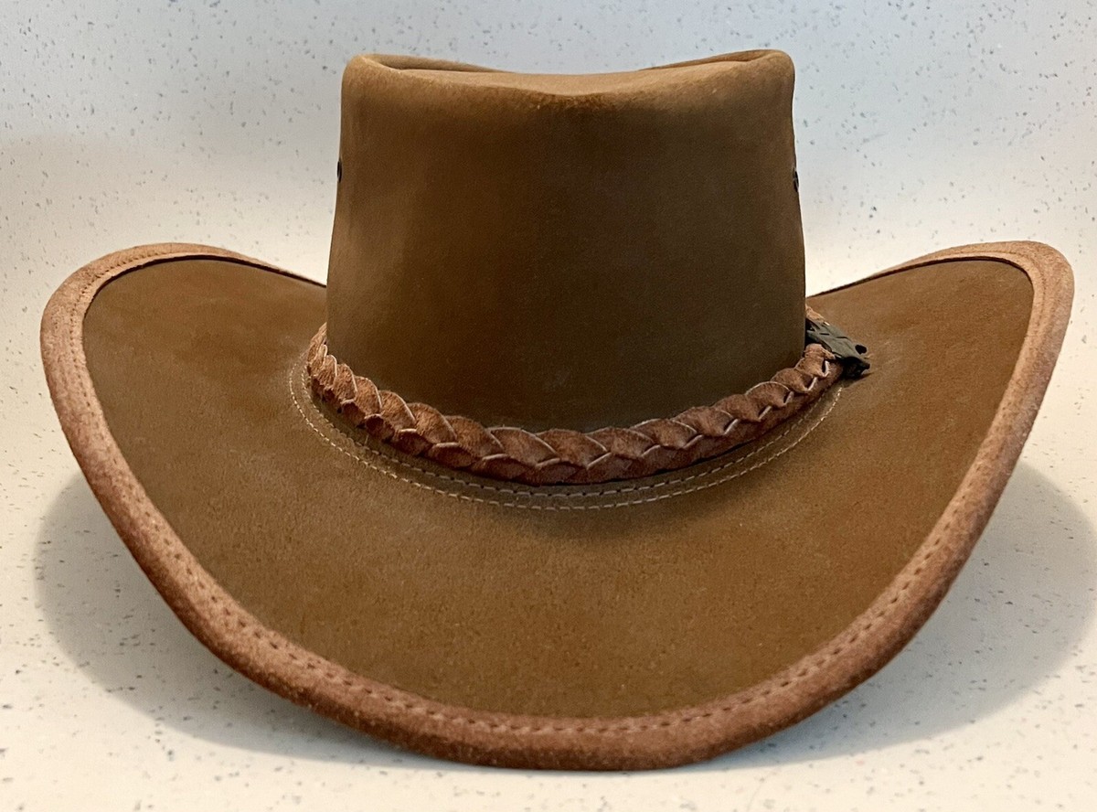 Vintage Bill Conner BC Hats Brown Suede Leather Hat Australia Sz S
