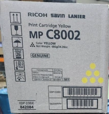Ricoh Savin Lanier MP C8002 842084 Yellow Toner Cartridge New GENIUNE
