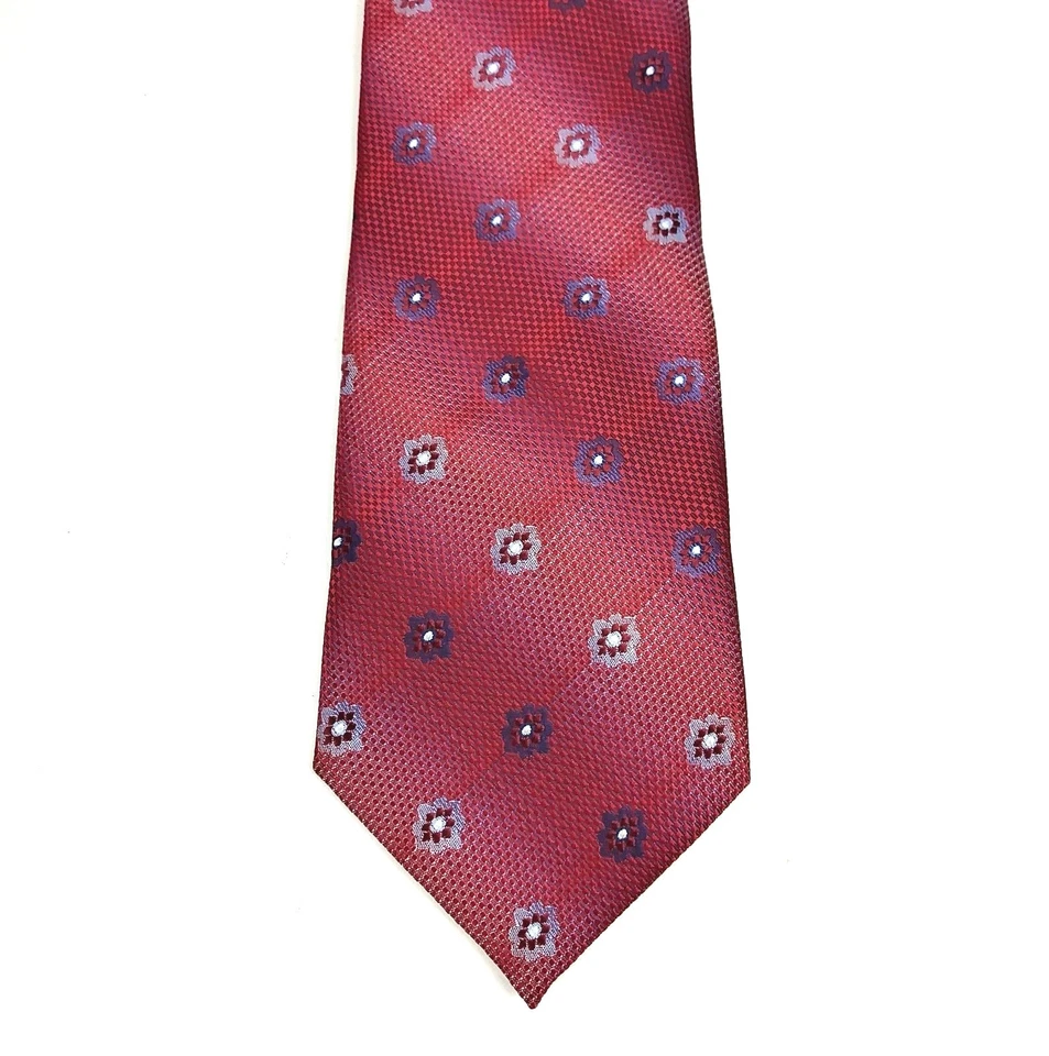 Corbata Borrelli Para Hombre Multicolor Rojo Púrpura Floral Cosida a Mano Elegante Corbata Foto 2 de 4