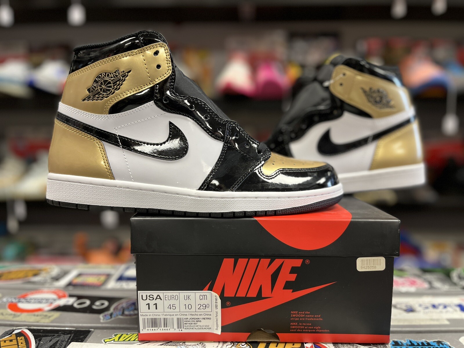 New Air Jordan 1 High Gold Toe 2018 Size 11 Rare Retro Authentic Patent  Leather | eBay