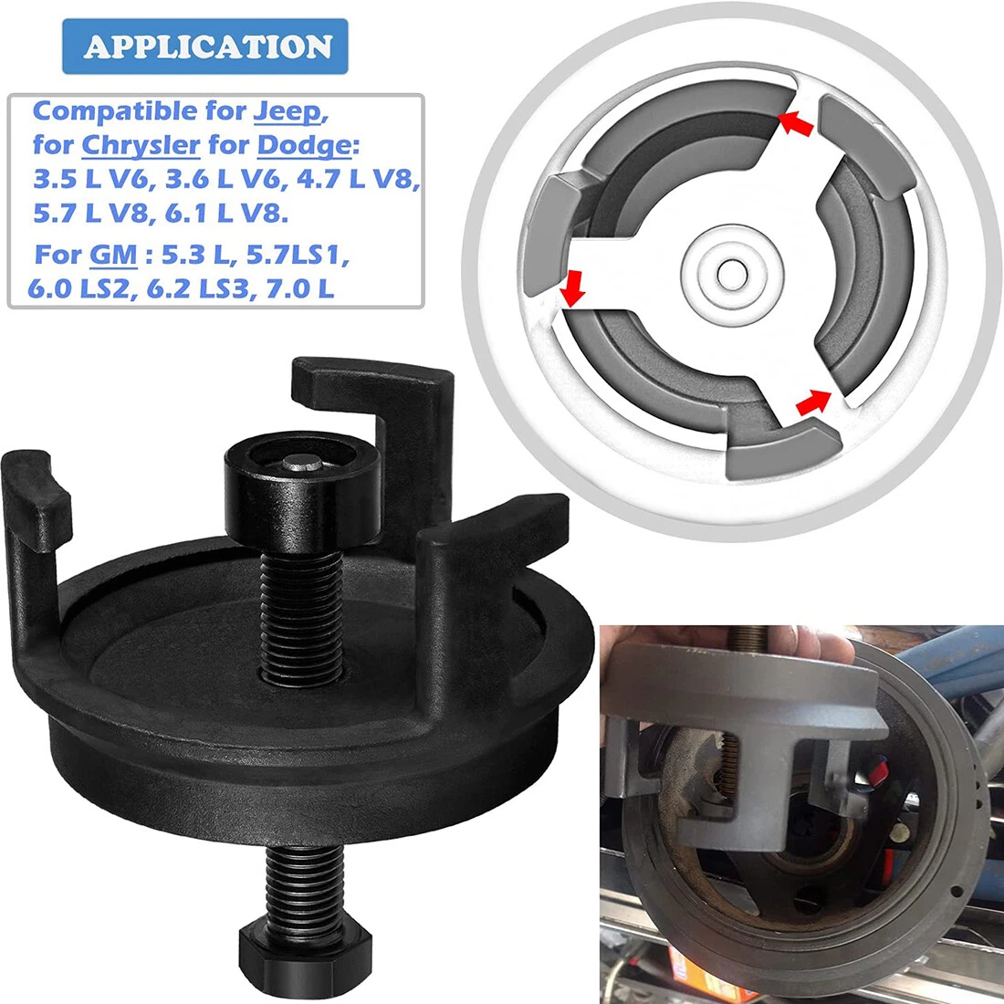 For GM LS Harmonic Balancer Puller 25264 Crank Pulley Puller