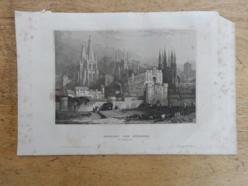 Orig.(1859) Gravure sur acier vue de Burgos en Espagne - Photo 1/1