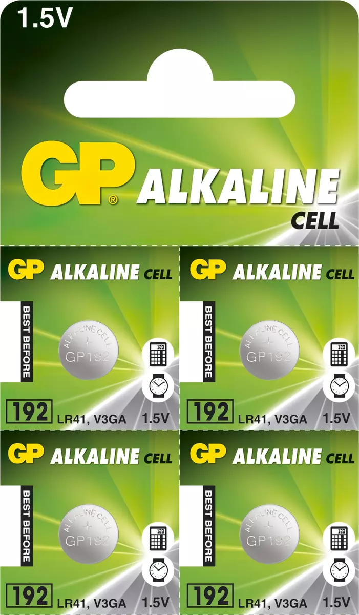 GP x 4 Alkaline Cell LR41 1.5V Batteries 192 L736 G3A GP192 V3GA Long  expiry