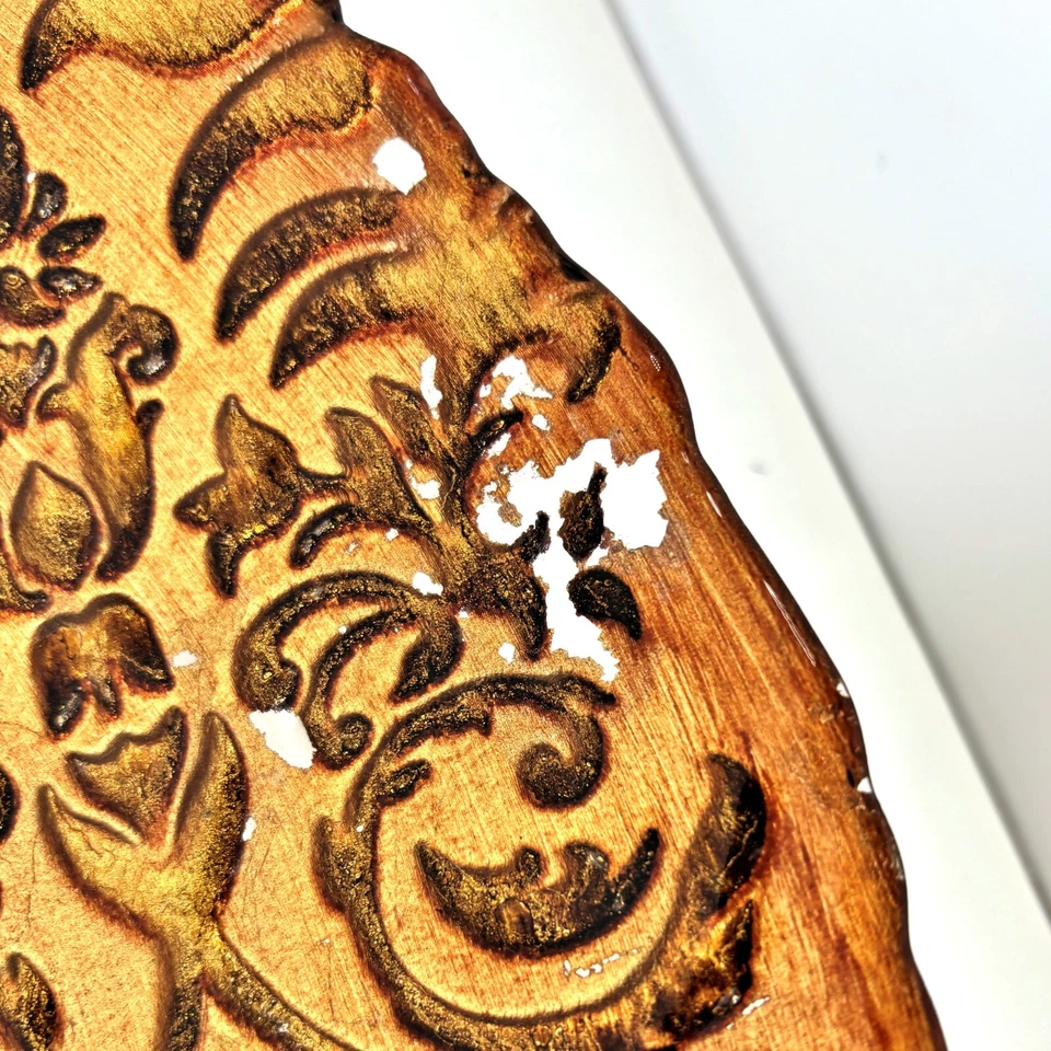 Потертая декоративная тосканская большая чаша в три руки художественное стекло 16 дюймов - Изображение 3 из 4