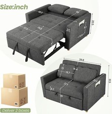 3-in-1 Sleeper Sofa Convertible Pull Out Couch Bed Futon Sofa Loveseat Office 