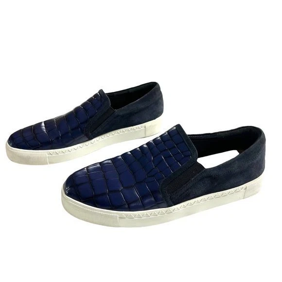 Zapatos sin cordones Via Spiga Maliah azul marino gamuza cocodrilo mocasines para mujer talla 8,5 Foto 4 de 4