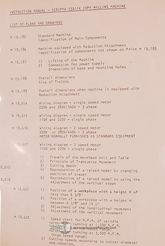Scripta S 3011X, Pantograph copy mill, Instructions Parts and Wiring Manual - Picture 2 of 4