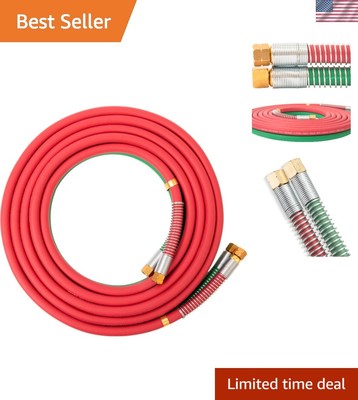 Oxy Acetylene Welding Hose Rubber 25ft Grade T B Fittings Strain Relief
