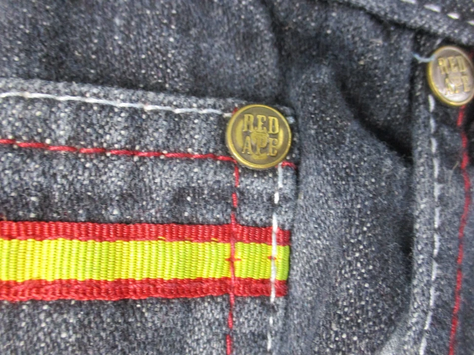 Vintage Y2K Red Ape Baggy Jeans 36 Dark Grey Embroidered Grunge Hip Hop RARE - Image 4 of 4