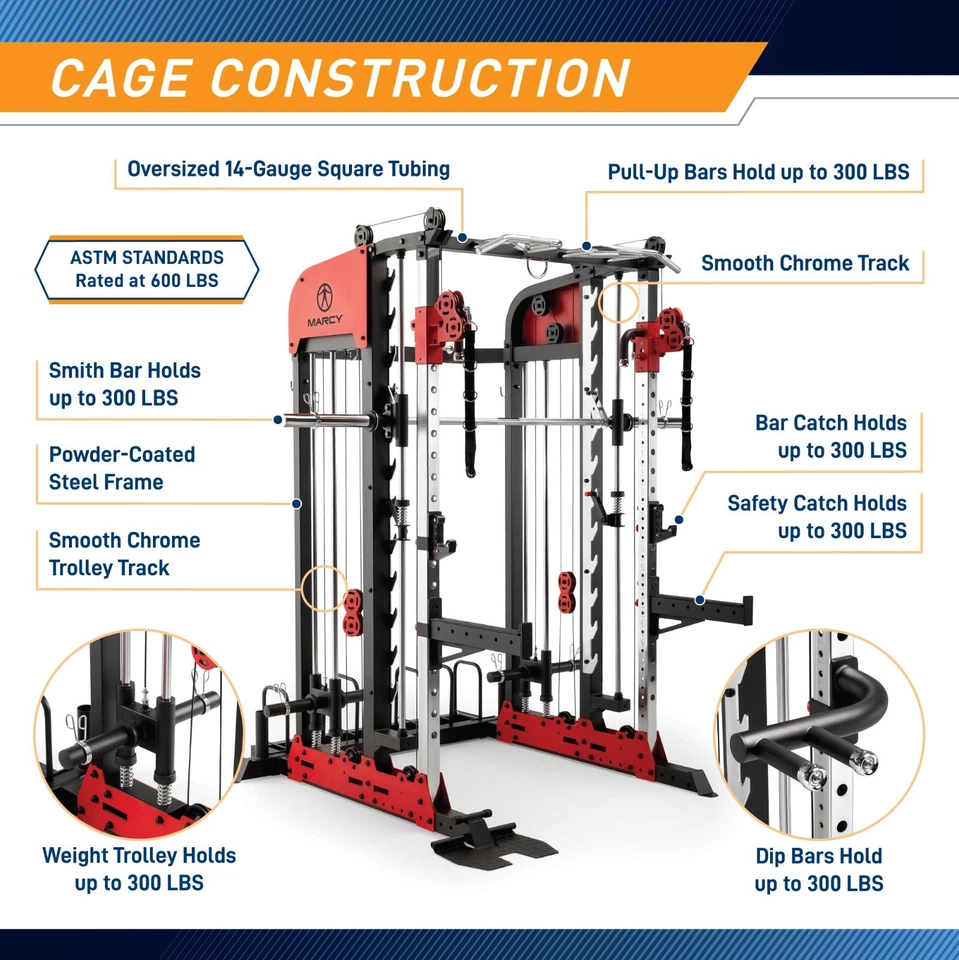 Máquina combinada de circuito de entrenamiento con pesas Smith Cage Home Gym SM-7553 - Marcy Foto 4 de 4