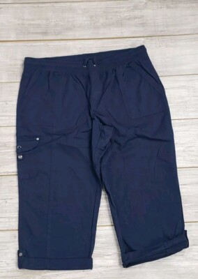 Avenue by City Chic Ladies Navy Blue Cargo Style Pant Elastic Waist Cotton SZ 18
