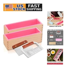 42oz Rectangular Silicone Soap Mold Kit with Stainless Steel Scrapers & Box