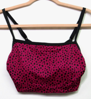 All In Motion Women's Longline Square Neck Bikini Top Purple Dot Medium 8/10