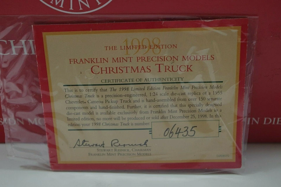 Camión de Navidad Franklin 1955 Chevrolet 1998 como nuevo Le. ESCALA 1:24 FUNDIDO A PRESIÓN SIN USAR, EN CAJA Foto 2 de 4