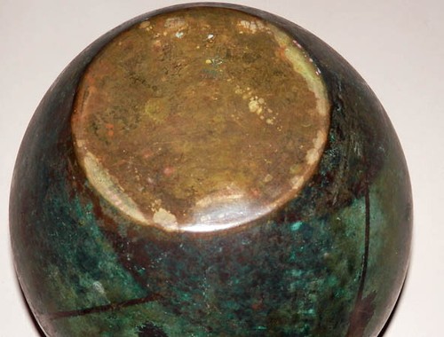 Vaso WMF Ikora in bronzo patinato fine anni '30, Germania, forma bulbo - Foto 4 di 5