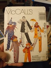 Vtg McCALL'S Clown Costume Sewing Pattern 4944 For Children Size 6/8 UC/FF