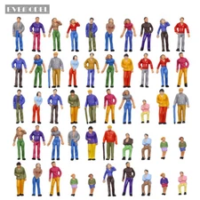 50pcs Model Railway O Scale 1:50 Seated Standing Figures Painted People P50W