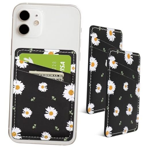 Stick-On Leather Phone Wallet with Card Pocket for Back of Phone  