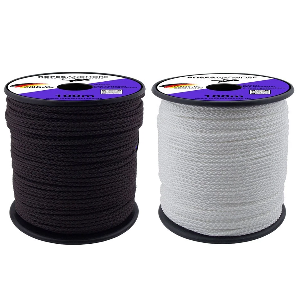 ROPES AND MORE Polyesterseil PES Ø4mm 8-fach geflochten Leine Schnur Tauwerk Made in Germany