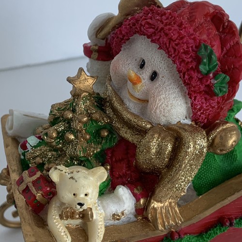 Vintage Snowman Sleigh Christmas Figure Joelson Industries 2001 Tree Bell Teddy - Picture 5 of 13