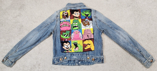 Teen Titans Go Graphic Girls denim Trucker jacket Small Sz 4 - Picture 4 of 10