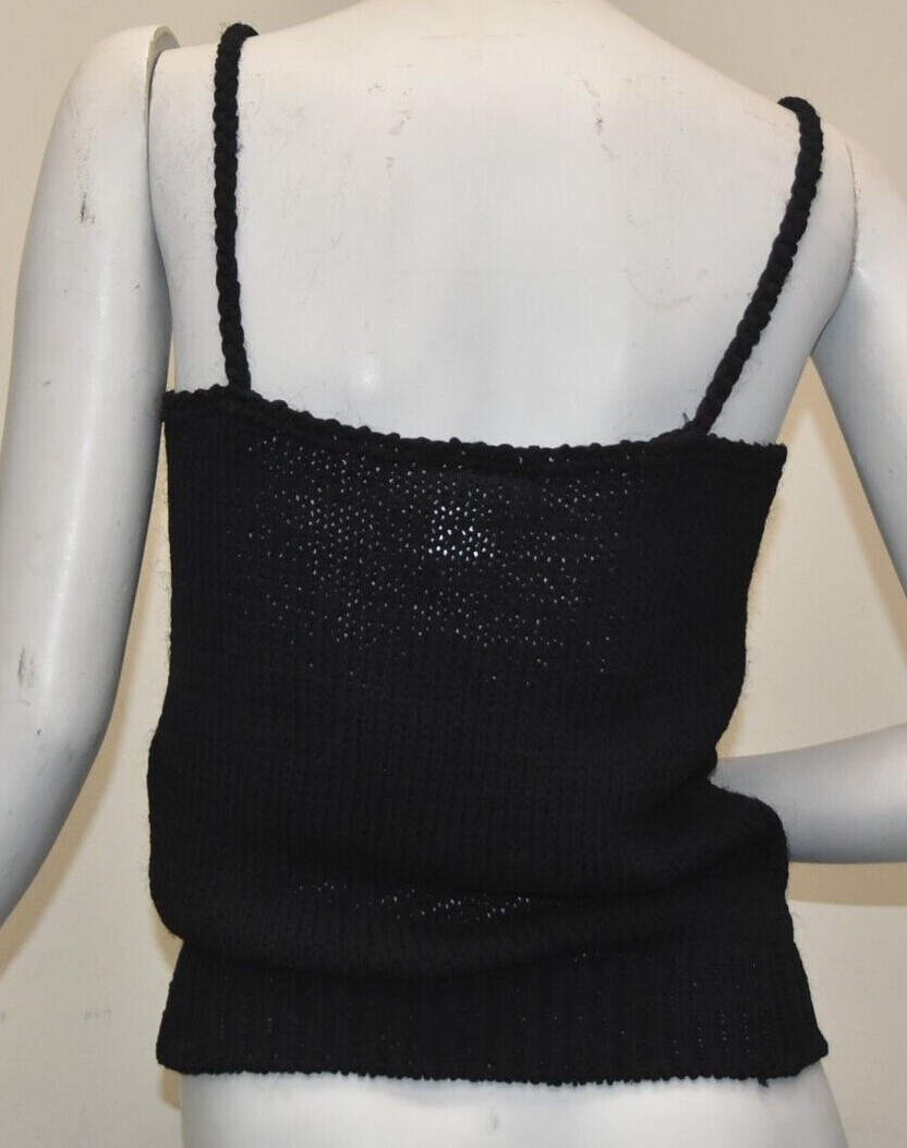 $2865 NEW Chanel Top Knit SILK Bow Braided Strap Black Dark Navy