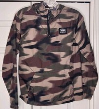 VANS Hooded Windbreaker Camouflage Anorak Pullover 1/4 Zip Youth Size Medium