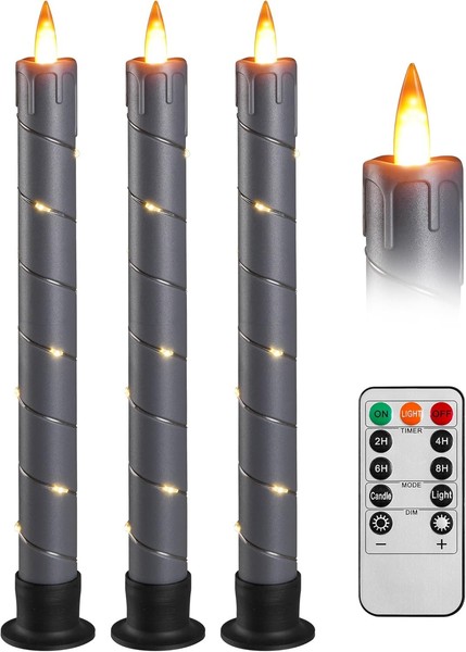Led Stick Kerze Mit Timer-Funktion, Blinkende Flamme Led Echtwachskerze Mit-image