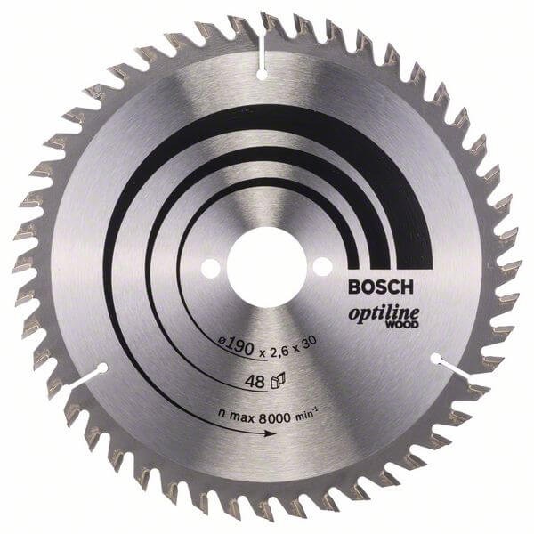 Bosch KreissäGeblatt Optiline Wood FüR HandkreissäGen, 190 X 30 X 2,6 Mm, 48-image