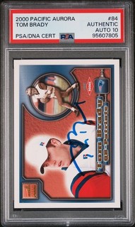 2000 PACIFIC AURORA #84 TOM BRADY ROOKIE RC PSA AUTHENTIC DNA SIGNED AUTO 10