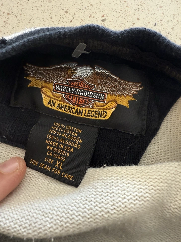 Suéter extra grande Harley Davidson Heavy Duty de colección - blanco y negro 🏍️🖤 Foto 2 de 4