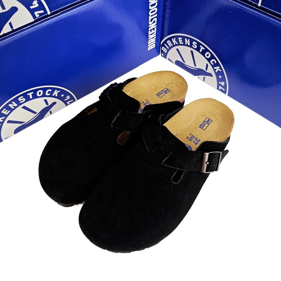 Birkenstock Boston Suede Black-Natural Leather Clog Narrow/Wide EU37-45 Unisex - Image 4 of 4