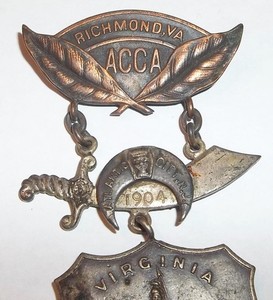 1904 Richmond VA Masonic Shriners Pin and Badge Atlantic City Meeting