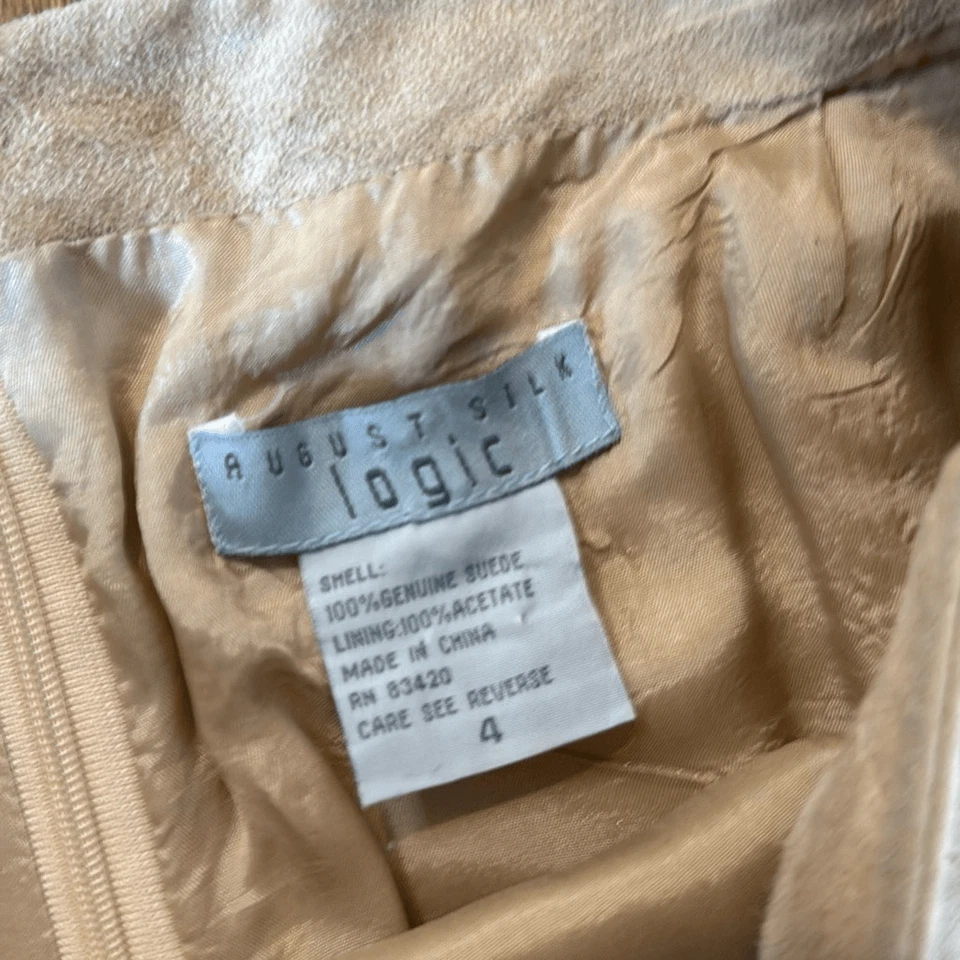 August Silk Vintage Logic cuero genuino puntada detalle falda 4 Foto 3 de 4