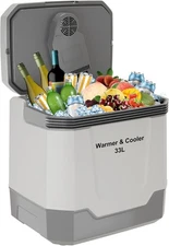 35Quart 33L Portable Electric Cooler Warmer 12V/110V Dual-Power Car Refrigerator
