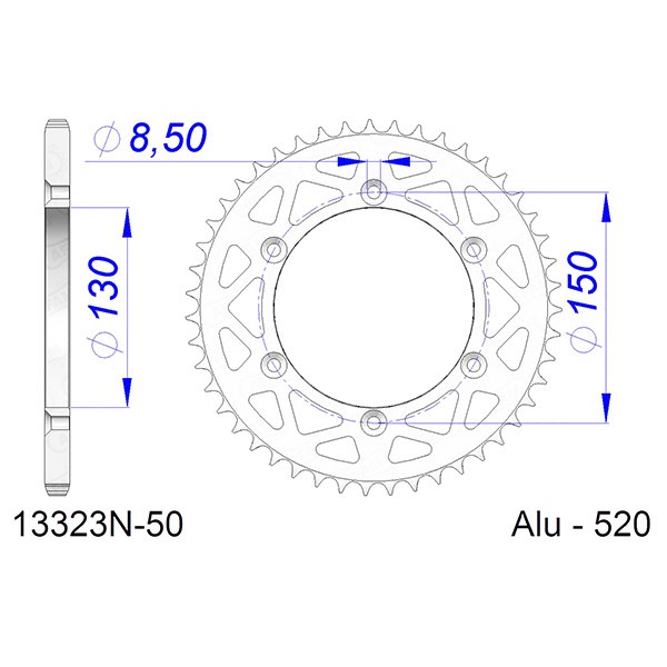 Zahnrad Afam Aluminium P520 - Z50 (DIS.13323) Fantic Motor 250 Xx Cross 2T-image