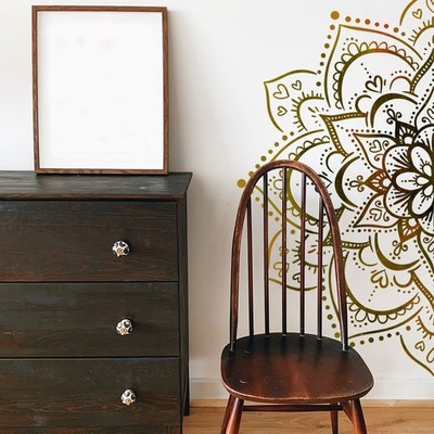 Lotus Mandala Dekorative PVC Wandaufkleber Abnehmbar für Zuhause für DIY Proje