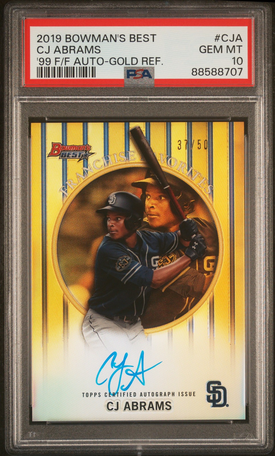 2019 BOWMAN'S BEST 1999 FRANCHISE FAVORITES AUTOS CJ ABRAMS 37/50 PSA 10 AUTO