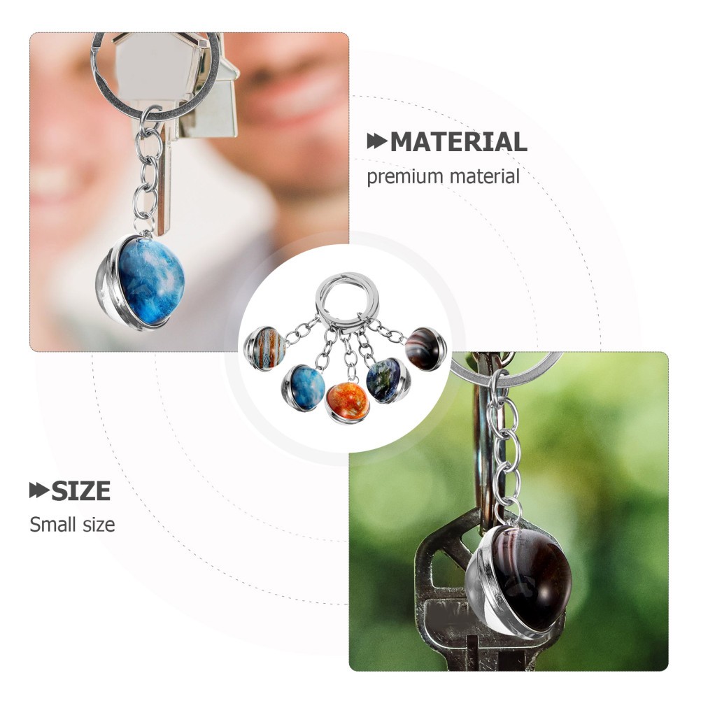 11 PCS Mini Globe Keyring Space Decorations Aesthetic Star Moon Keychain Cute image 10
