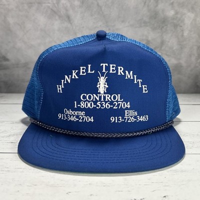Vintage Termite Exterminator Trucker Hat 1990s Blue Hinkel Termite Streetwear