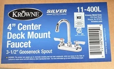 Krowne 11400L 4 in Deck Mount Faucet w/ 3 1/2 in Gooseneck Spout
