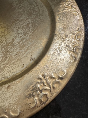 6 Vintage Heavy Metal Brass Gold-Tone Round Shape 12.5” Charger Plates - Picture 9 of 12