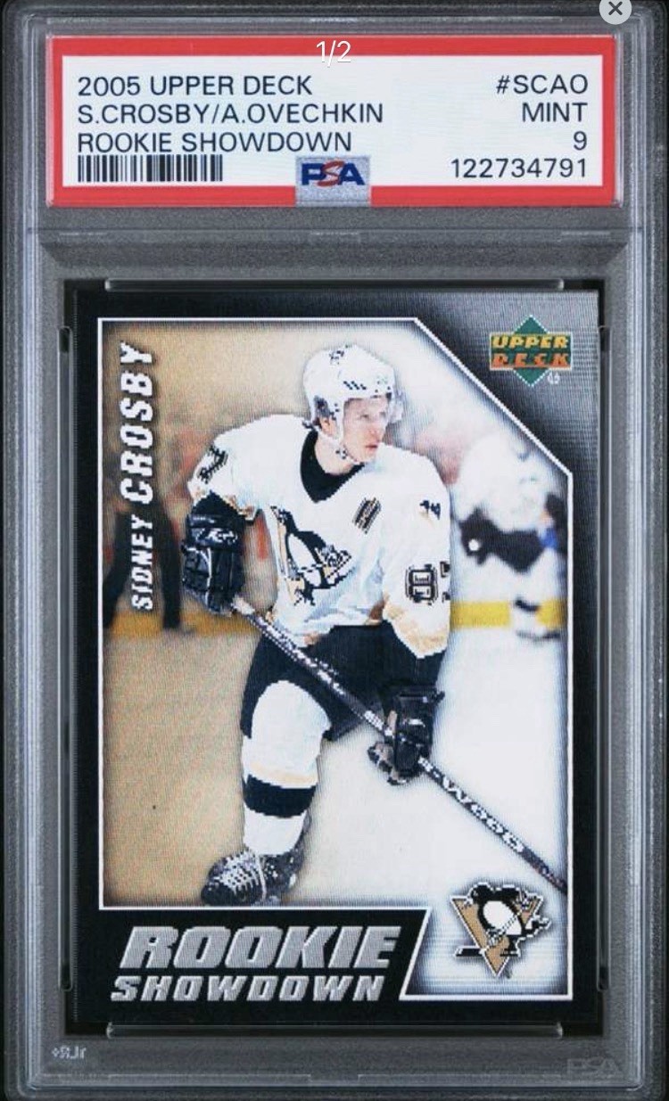 Upper Deck 2005-06 Rookie Showdown Crosby Ovechkin #RS-SCAO PSA 9 RC view 1