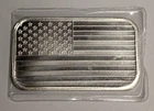 1 oz .999 Fine Silver American Flag Design Bar