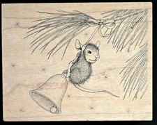 Stampa Rosa Rubber Stamp Swing Chime House Mouse Bell Holidays Christmas