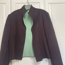 Harve Bernard Women's Brown/Green Wool Blend Jacket Blazer 12T 247