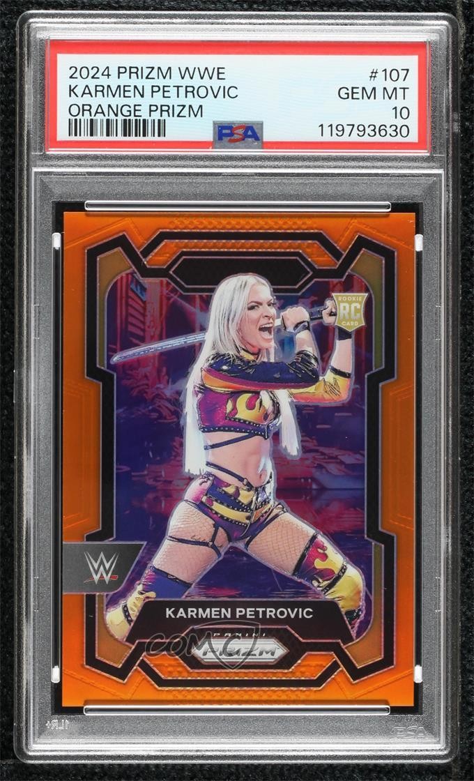 2024 Panini Prizm WWE Orange /99 Karmen Petrovic #107 PSA 10 GEM MT Rookie RC