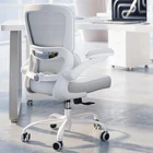Chaise de Bureau Ergonomique en Maille avec Support Lombaire Ajustable et Accoudoirs Pliables