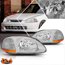 For 96-98 Honda Civic EJ/EM/EK Chrome Housing Headlight Amber Corner Signal Lamp
