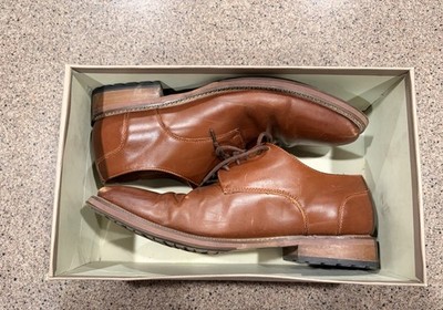 Joseph Abboud Heritage Brown Leather Plain Toe Dress Shoes Mens Size 10D Lace